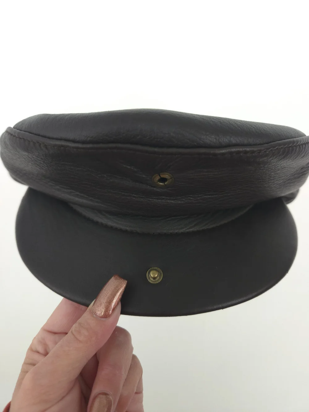Orvis Deerskin Dark Brown Leather Newsboy Flat Driving Cap Vintage Made In USA M